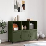 vidaXL Buffet vert olive 100 5x39x72 cm acier