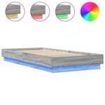 vidaXL Cadre de lit avec lumières LED sonoma gris 90x200 cm