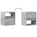 vidaXL Table de chevet murale avec lumières LED gris béton