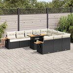 vidaXL Ensemble de canapés de jardin 11 Pièces et coussins rotin acacia