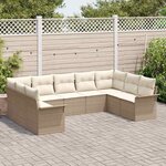 vidaXL Ensemble de canapé de jardin 9 Pièces Beige polyrotin
