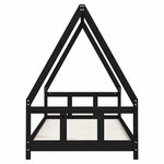 vidaXL Cadre de lit pour enfants noir 90x200 cm bois de pin massif