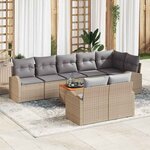 vidaXL Ensemble de canapé de jardin 9 Pièces Beige Poly rotin