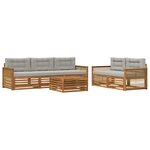 vidaXL Ensemble de canapés d'extérieur 6 Pièces Naturel et gris clair