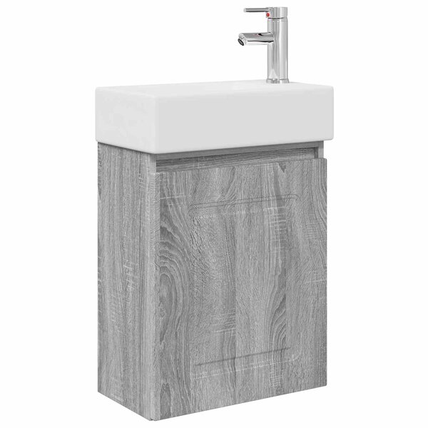 vidaXL Meuble de salle de bain avec robinet Sonoma gris
