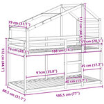 vidaXL Lit superposé avec toit blanc 75x190 cm bois massif de pin