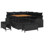 vidaXL Ensemble de canapé de jardin 8 pièces avec des coussins en polyrotin noir et en acacia