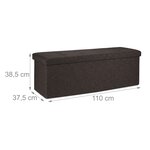 Banquette de rangement pliable avec grille de séparation 38 5 x 110 x 37 5 cm en tissu gris 13_0007774