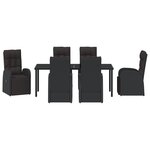 vidaXL Ensemble de salle à manger de jardin 7 pièces avec coussins Noir Poly Rotin