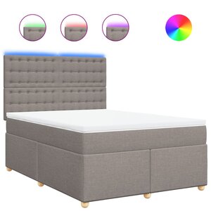 vidaXL Sommier à lattes de lit avec matelas Taupe 140x200 cm Tissu