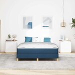 vidaXL Lit à ressorts Bleu  marron 140 x 190 cm Tissu  Bois Engineered