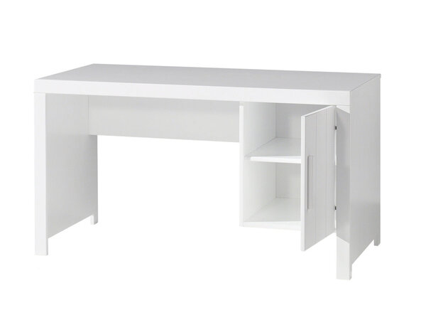 ERIK Bureau bois laqué Blanc avec 1 caisson 1 porte