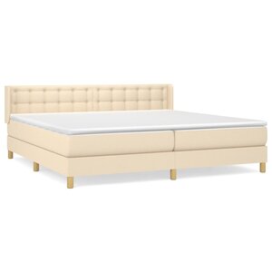vidaXL Sommier à lattes de lit avec matelas Crème 160x200 cm Tissu