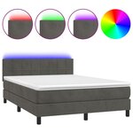 vidaXL Sommier à lattes de lit avec matelas LED Gris foncé 140x200 cm