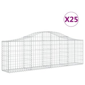 vidaXL Paniers à gabions arqués 25 Pièces 200x30x60/80 cm Fer galvanisé