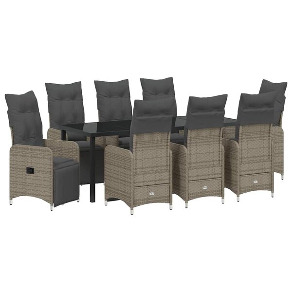 vidaXL Ensemble de salle à manger pour jardin 9 Pièces Beige polyrotin
