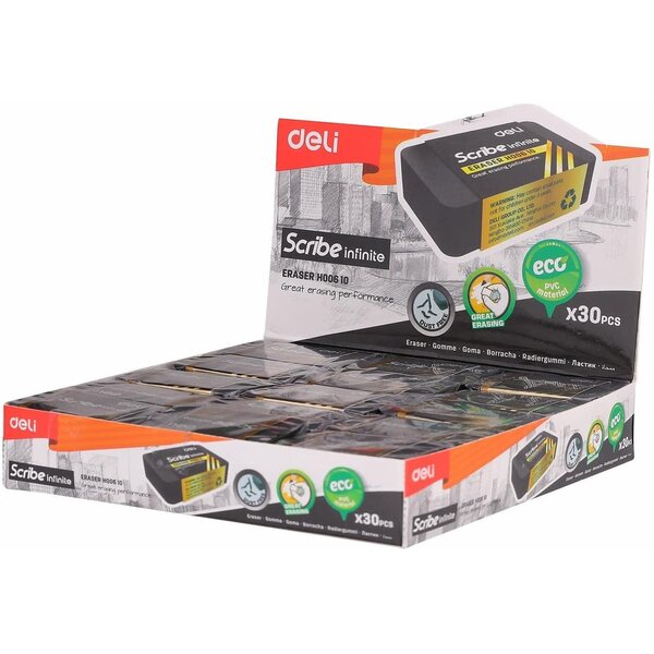 Nano gomme pvc 46×30×11mm douce et anti-poussière  noire x 30 deli