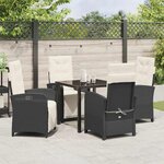 vidaXL Ensemble de salle à manger pour jardin 5 Pièces Noir polyrotin
