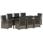 vidaXL Ensemble de salle à manger pour jardin 9 Pièces Gris polyrotin