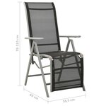 vidaXL Chaise de jardin inclinable Textilène et aluminium Argenté