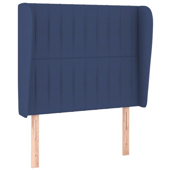 vidaXL Tête de lit avec oreilles Bleu 93x23x118/128 cm Tissu