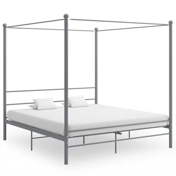 vidaXL Cadre de lit à baldaquin sans matelas gris métal 180x200 cm