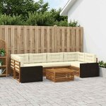 vidaXL Ensemble de canapés d'extérieur 7 Pièces Naturel et Crème