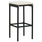 vidaXL Ensemble de bar de jardin 3 Pièces avec coussins noir poly rotin