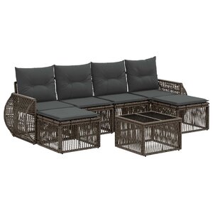 vidaXL Ensemble de canapé de jardin 7 Pièces Gris et Gris foncé polyrotin