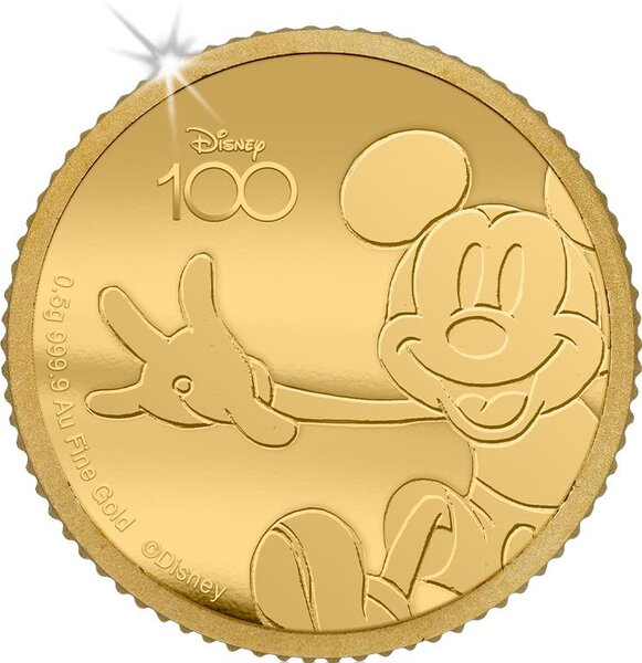 Pièce de monnaie en Or 10 Dollars g 0.5 Millésime 2023 Disney 100 Magical Years MICKEY MOUSE