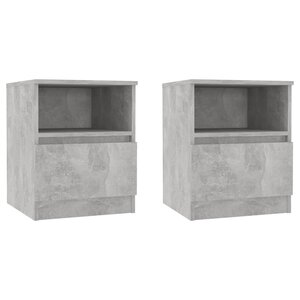 vidaXL Tables de chevet 2 Pièces Gris béton 40x40x50 cm Aggloméré