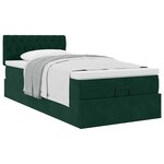 vidaXL Cadre de lit ottoman avec matelas vert foncé 90x200 cm velours