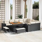 vidaXL Ensemble de canapé de jardin 12 Pièces Noir polyrotin
