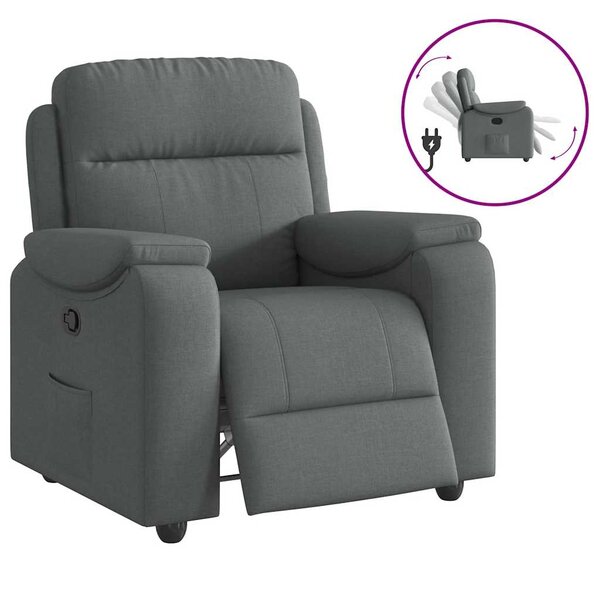vidaXL Fauteuil inclinable Gris foncé Tissu