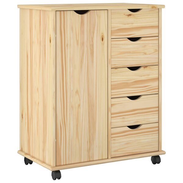 vidaXL Cabinet roulant 63 5 x 39 x 79 cm Bois de Pin Massif Marron