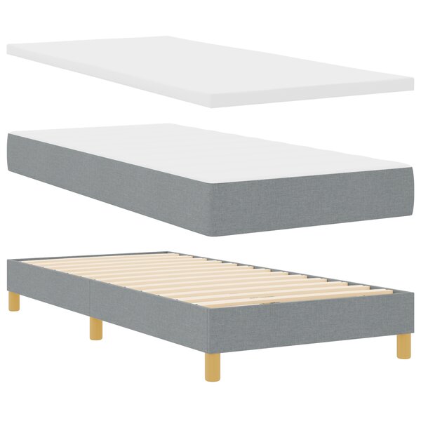 vidaXL Lit à ressort avec matelas gris clair 80 x 200 cm en tissu.