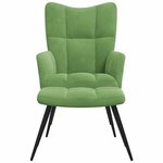 vidaXL Chaise de relaxation avec tabouret Vert clair Velours