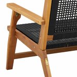 vidaXL Mobilier de jardin Noir 122 x 78 x 73 cm Bois d'Acacia Massif