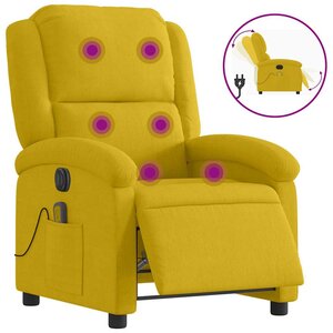 vidaXL Fauteuil inclinable de massage électrique jaune velours