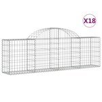 vidaXL Paniers à gabions arqués 18 Pièces 200x30x60/80 cm Fer galvanisé