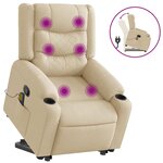 vidaXL Fauteuil inclinable de massage Crème Tissu