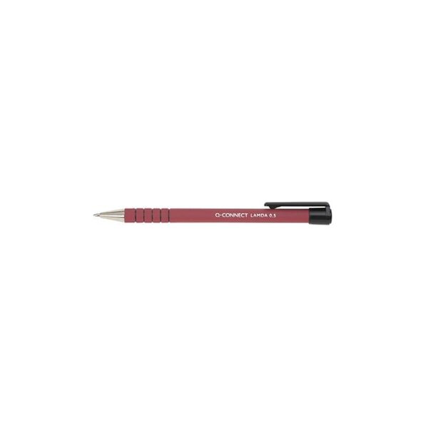 Stylo-bille lamda rétractable écriture moyenne 0.7mm pointe métal rouge x 12 Q-CONNECT
