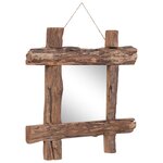 vidaXL Miroir à bûches Naturel 50x50 cm Bois de récupération massif