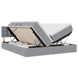 vidaXL Lit de rangement LED avec matelas Gris clair 200 x 200 cm Tissu