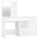 vidaXL Coiffeuse à LED avec armoire Blanc Bois d'ingénierie