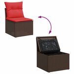 vidaXL Salon de jardin 10 Pièces et coussins marron résine tressée acacia