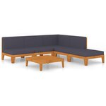 vidaXL Salon de jardin 6 Pièces avec coussins Bois d'acacia solide