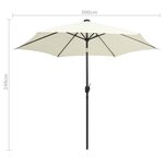 vidaXL Parasol avec LED et mât en aluminium 300 cm Blanc sable