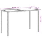vidaXL Table de jardin dessus en verre marron 115x54x74 cm poly rotin