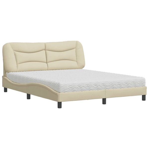 vidaXL Lit avec matelas Hvar crème 160x200 cm tissu